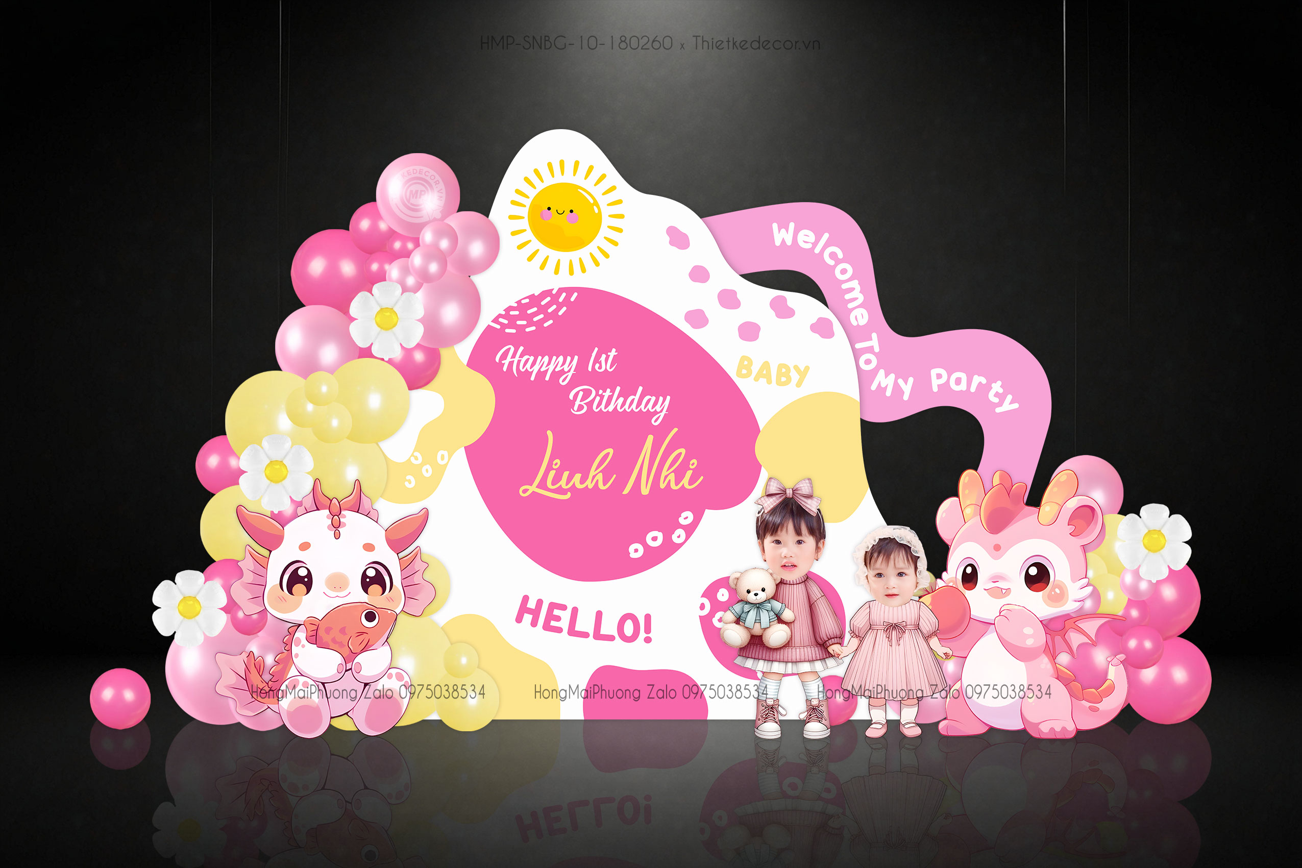 Sinh nhật bé gái tone hồng tuổi rồng